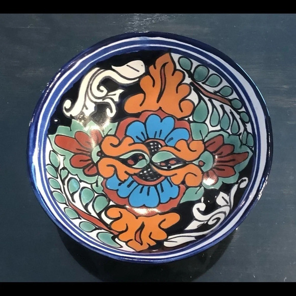 Mexican Talavera Pottery Footed Bowl Colorful - Picture 1 of 6